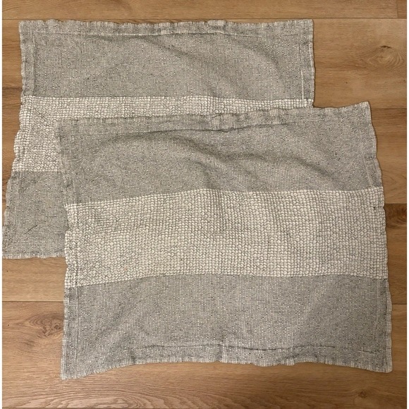 CRATE & BARREL Kiyomi Japanese Muslin Grey Standard Pillow 2 Shams 20" x 26" - Picture 1 of 4